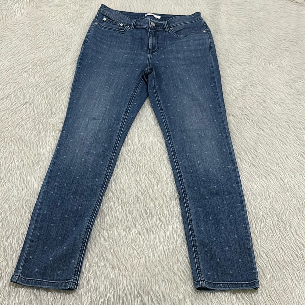 Lauren Conrad skinny blue denim polka dot stretchy jeans size 12